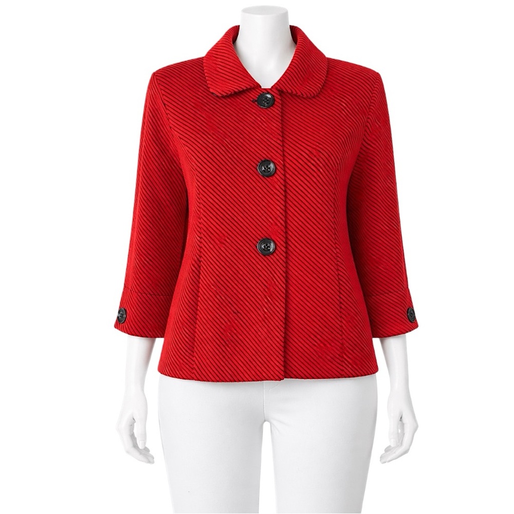 Protégé Montreal Lipstick Red & Black Ribbed Stripe Jacket
